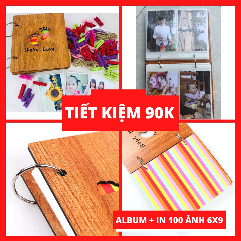 Album Ảnh + In 100 Ảnh 6x9 Ép Lụa Siêu Tiết Kiệm