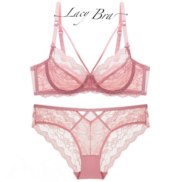 Bộ Đồ Lót Ren Xuyên Thấu Có Gọng Không Đệm Dây Đan Chéo Ngực Siêu Sexy Lacy Bra - B05