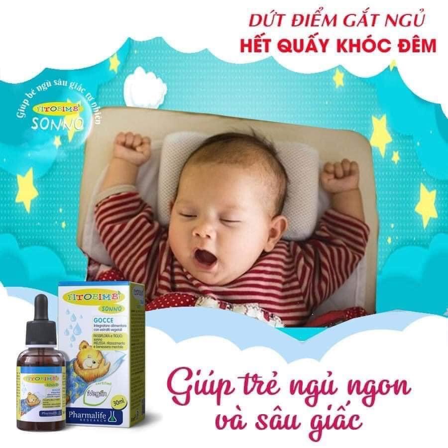 Fitobimbi Sonno, Thảo dược giúp bé ngủ ngon, ngủ sâu giấc, giảm căng thẳng thần kinh ở trẻ, bổ sung vitamin cho trẻ