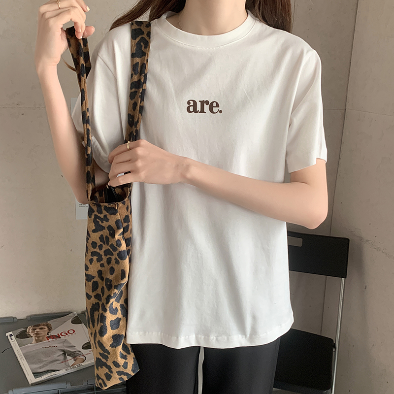 SUXI Áo Thun Nữ Ngắn Tay In Chữ Đơn Giản