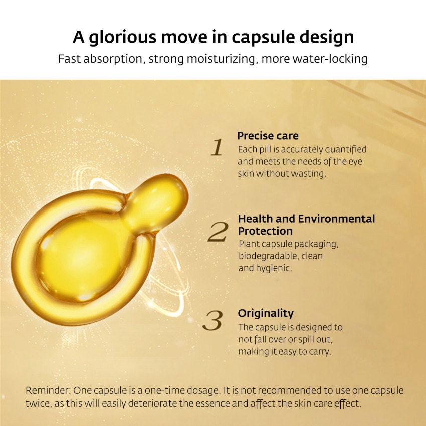 Kem Dưỡng Da Mắt Dạng Viên Nang Chứa Vitamin E Placenta Dưỡng Ẩm Chống Bọng Mắt Chống Nếp Nhăn Lão Hóa Xóa Mờ Quầng Thâm Hiệu VENZEN 30