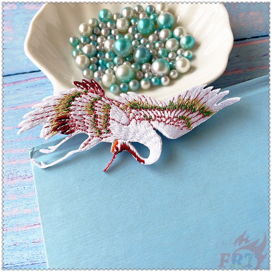 Miếng vá ủi thêu trang trí quần áo hình chim hồng hạc