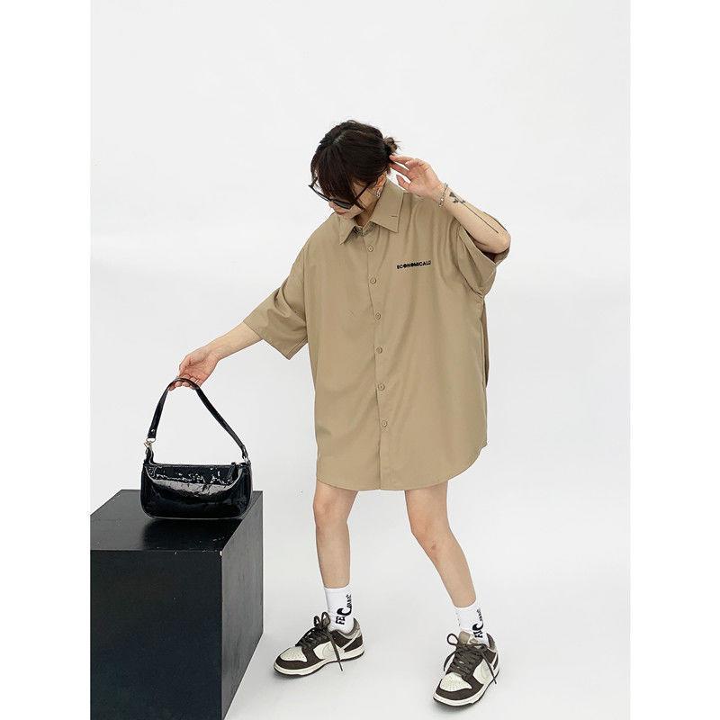 Áo Sơ Mi Tay Ngắn Cổ Bẻ Giả Hai Lớp Dáng Rộng Thời Trang Mùa Hè Dành Cho Nữ 2022