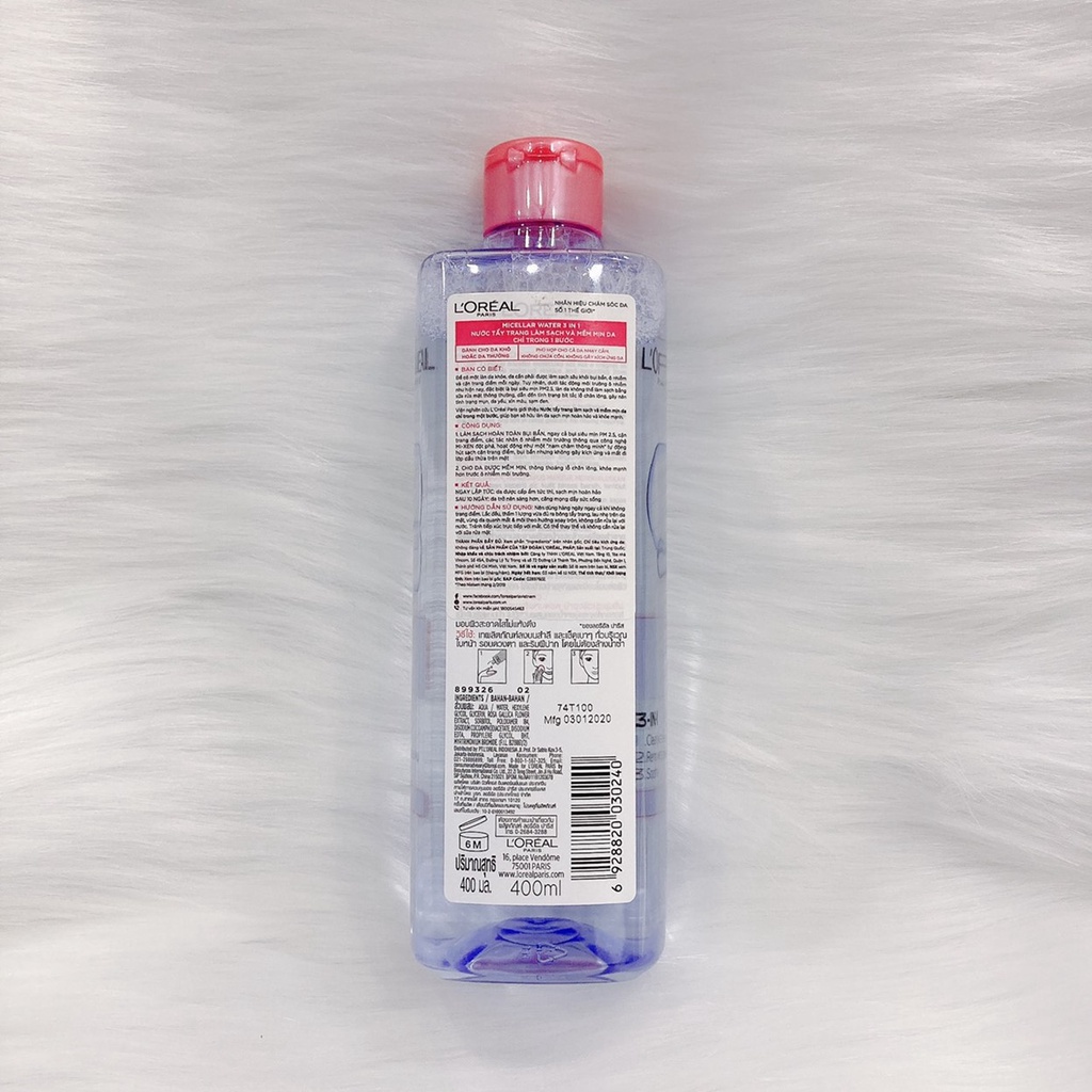 Nước Tẩy Trang Cho Mọi Loại Da L'Oreal Paris 3-in-1 Micellar Water (95ml/400ml)