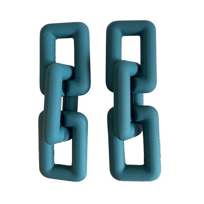 Khuyên Tai Chuỗi Xích Dày Nhiều Màu Hình Chữ Nhật