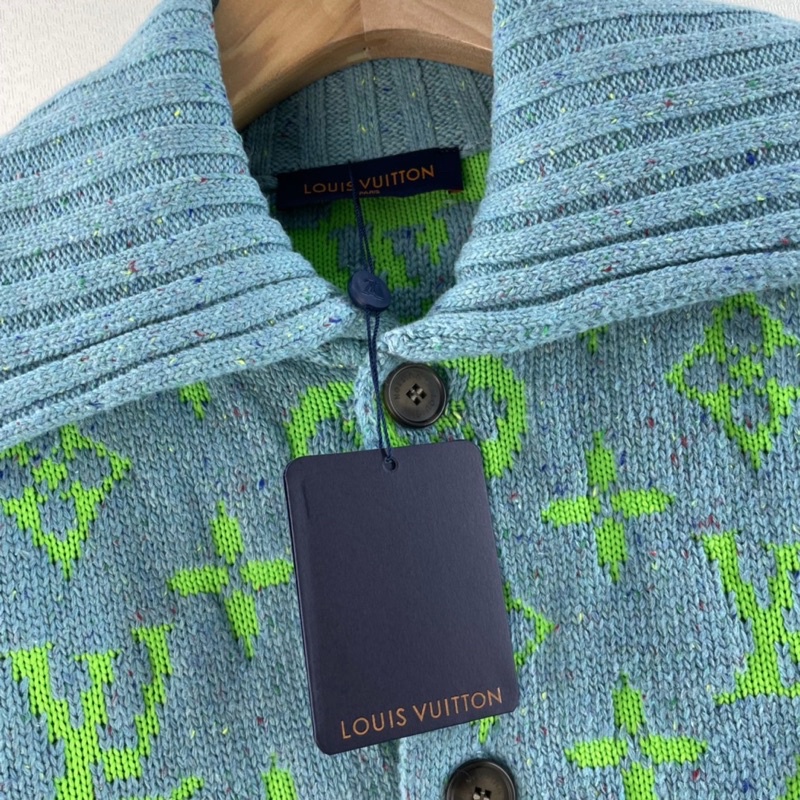 Áo cardigan len dày dáng rộng có cổ thương hiệu Louis Vuitton LV cao cấp