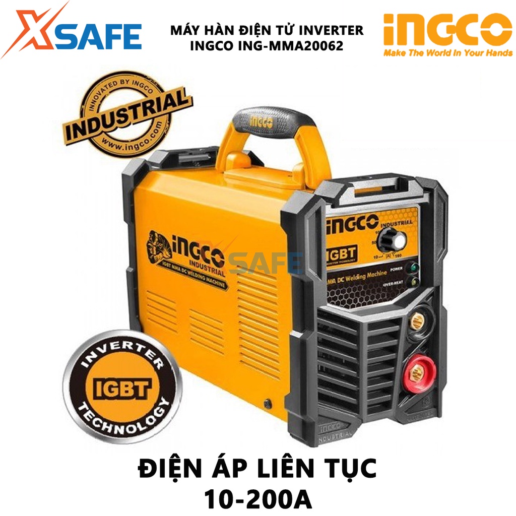 Máy hàn điện tử Inverter INGCO ING-MMA20062 | Máy hàn que điện tử Điện áp ra tối đa 200A Công nghệ IGBT Inverter