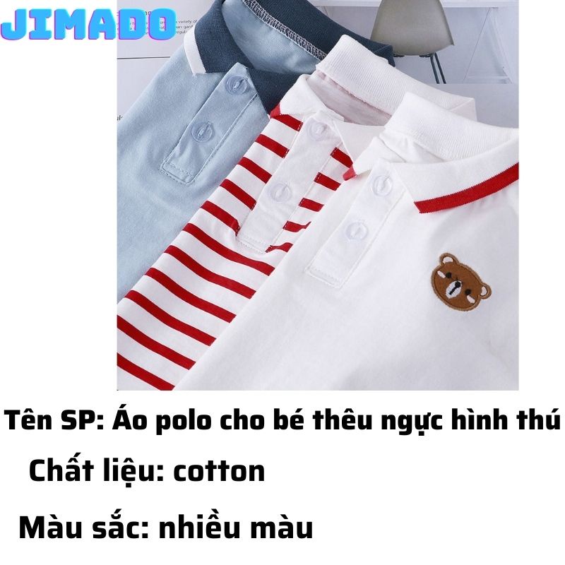 Áo polo cho bé thêu ngực hình thú hàng Quảng Châu cao cấp chất cotton siêu thoáng mát JIMADO E2.081.KEDO.120