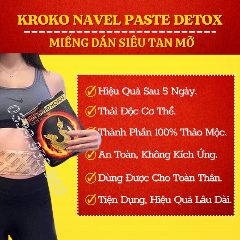 5 Miếng Dán Tan Mỡ Bụng Kroko Thái Lan Navel Paste