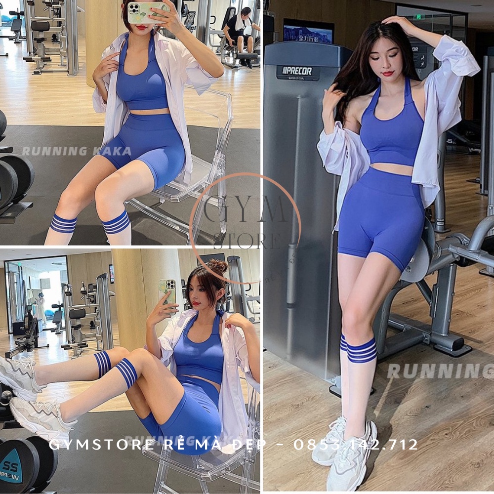 Set Bộ Đồ Tập Áo Yếm Kèm Mút Quần Cạp Cao Gen Bụng Đồ Tập Gym Tập Yoga Rẻ Đẹp GYM STORE 2203