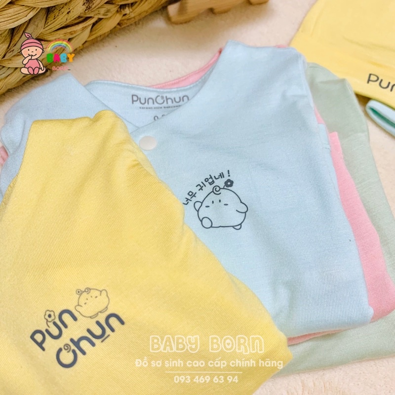 Punchun - Bộ dài tay cúc lệch mềm mát, tươi sáng cho bé
