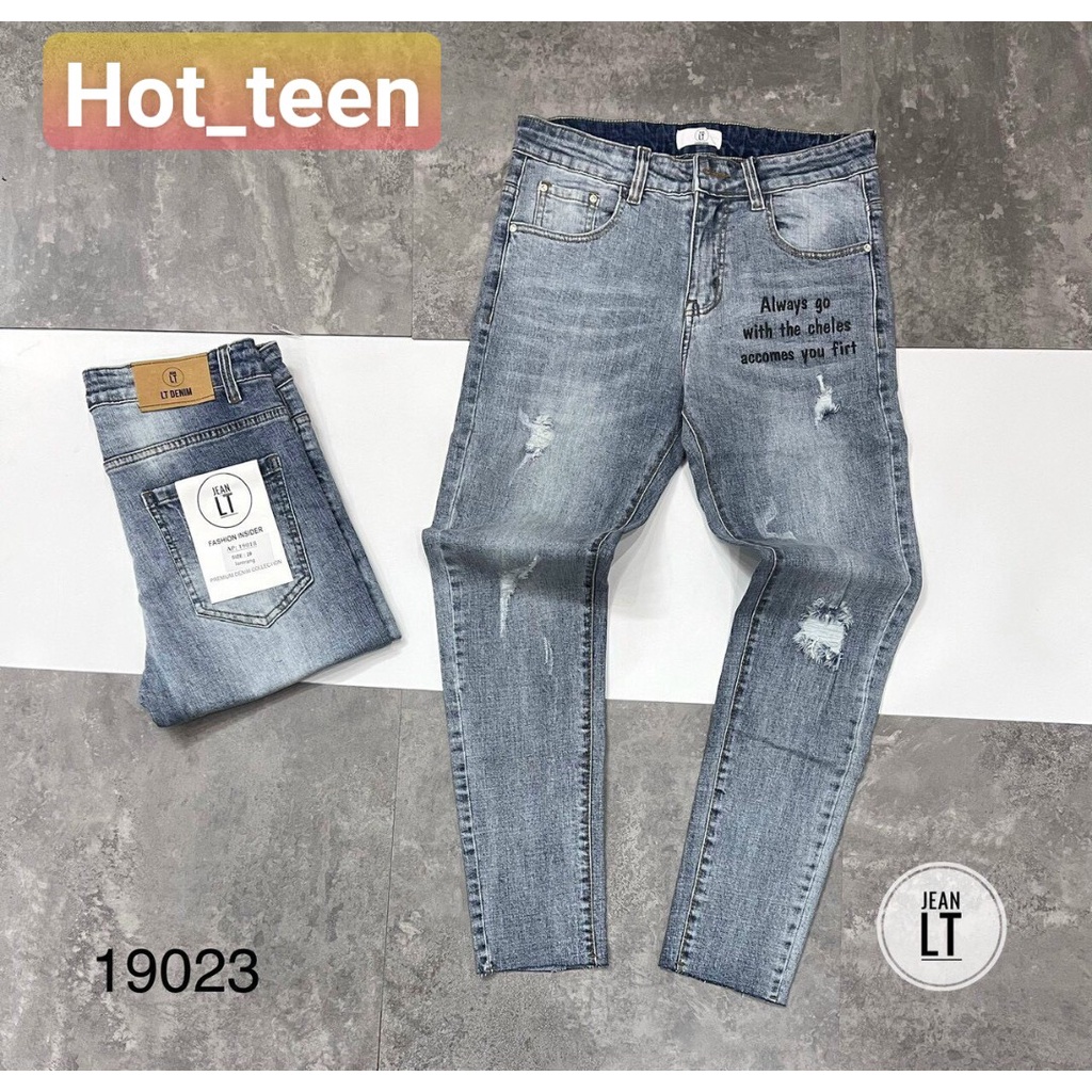 Quần jean nam xanh rách gối cá tính, đậm phong cách trẻ trung 19031