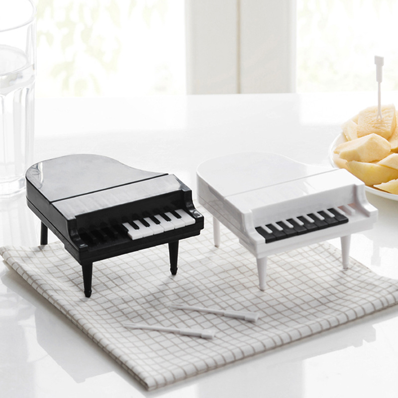 Set 9 Nĩa Ghim Trái Cây Tráng Miệng Hình Đàn Piano Độc Đáo