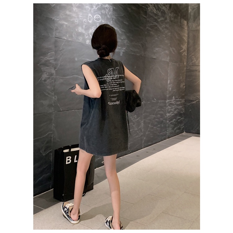 Áo Thun Sát Nách In Chữ Kiểu Hồng Kông Thời Trang Mùa Hè Cho Nữ