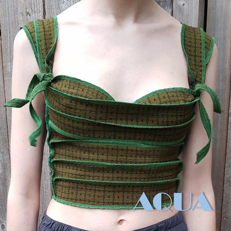 Áo Croptop Không Tay Màu Sắc Tương Phản Thời Trang Mùa Hè Dành Cho Nữ