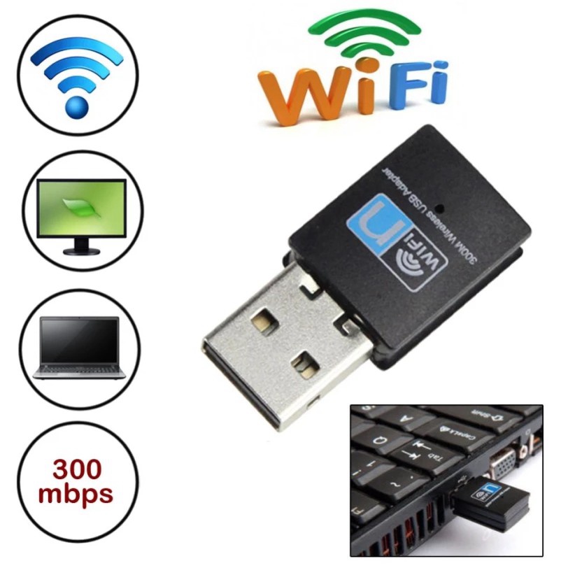 Bộ thu sóng wifi 300Mbps USB Wireless Adapter Realtek Modern Tech gọn nhẹ Worldmart