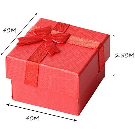 Set 5 Hộp Đựng Trang Sức Hình Vuông 4*4cm Có Đính Nơ