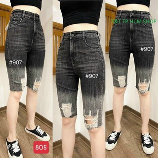 5 Mẫu Quần jean ngố/lửng lưng cao, co dãn mạnh kiểu rách form chuẩn ôm dáng siêu đẹp