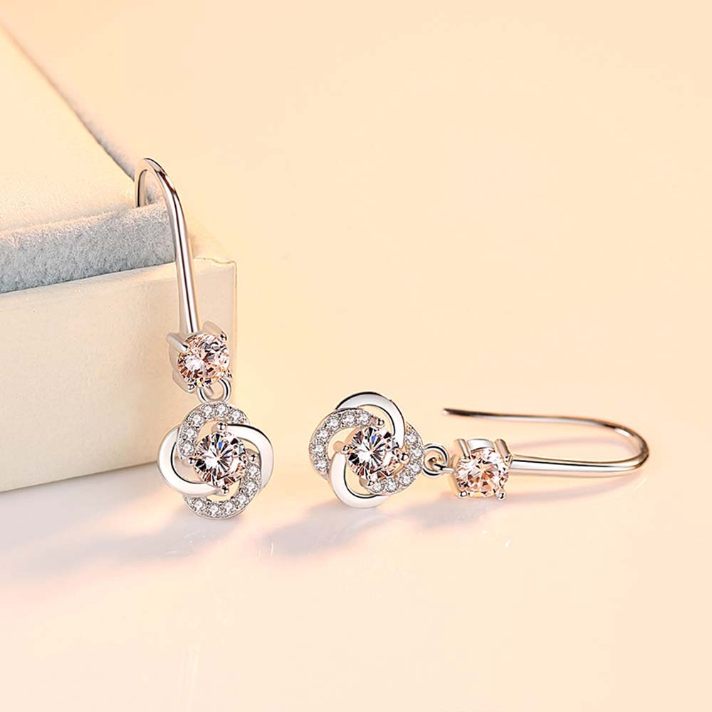 Đôi Khuyên Tai Dáng Dài Đính Đá Zircon Thời Trang Cho Nữ