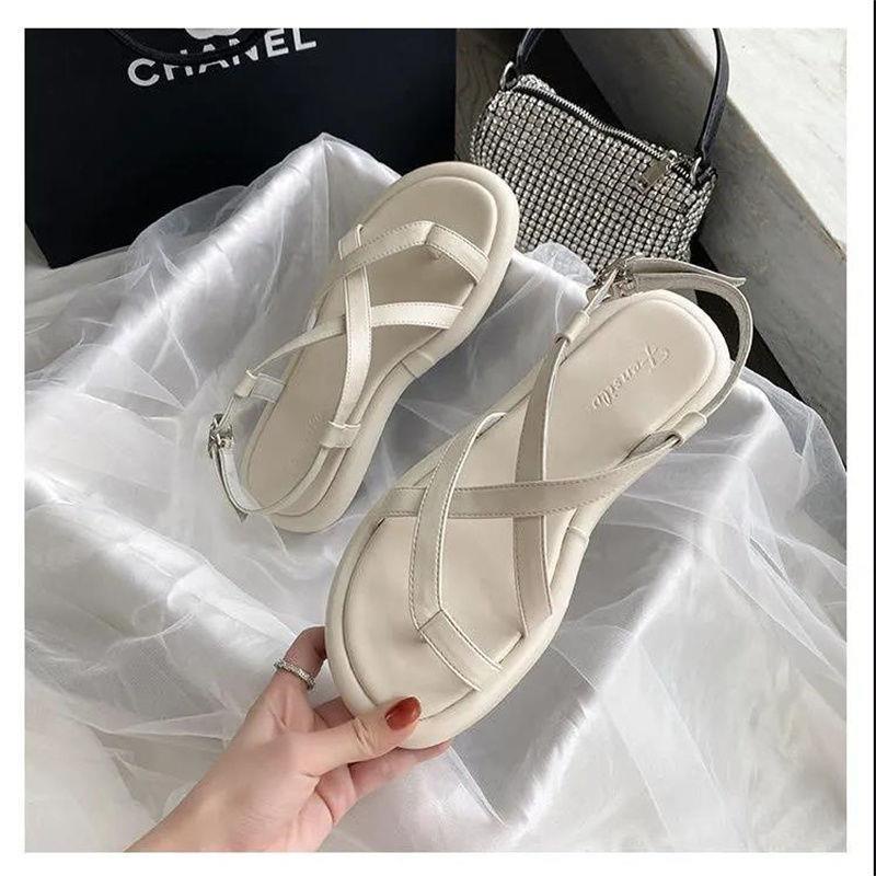 Giày Sandal Xỏ Ngón Đế Dày Mềm Mại Chống Trượt Phong Cách Roman Dành Cho Nữ