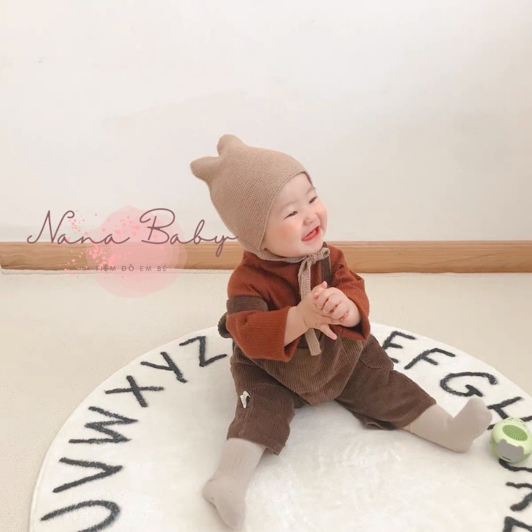 Mũ nón len cột dây màu trơn phong cách hàn quốc đáng yêu cho bé ML60 - Nana Baby