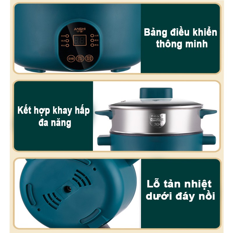 Nồi lẩu điện mini đa năng ( nấu canh, hầm, hấp, luộc...) Cắm Điện Cho 1-3 Người Ăn Có Kèm Khay Hấp NLD02