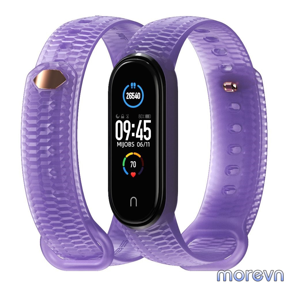 Dây đeo silicon thể thao vân sần trong suốt Mi band 5, miband 6 chính hãng Mijobs - dây đeo thay thế mi band 6, miband 5