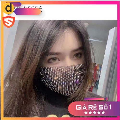 [HÀNG MỚI VỀ] Khẩu Trang Đính Đá Pha Lê Kim Sa Lấp Lánh Kim Tuyến Khẩu Trang Hot Trend Tiktok Sắc Màu Nhiều Màu