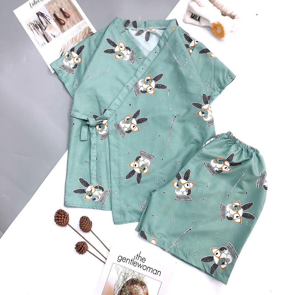 🌸 Set pijama buộc nơ in hình cute, quần áo ngủ mặc ở nhà, mùa hè Ulzzang HOT 🌸