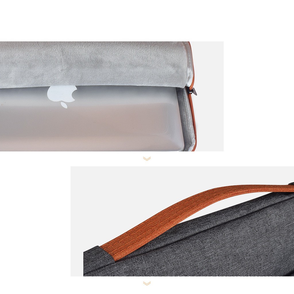 Túi chống sốc laptop có quai xách 3 ngăn_màu xám, đen