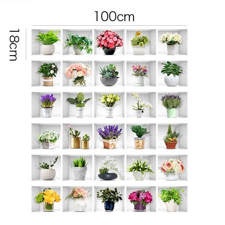 Tranh 3D Dán Cầu Thang Hình Chậu Hoa DLT009