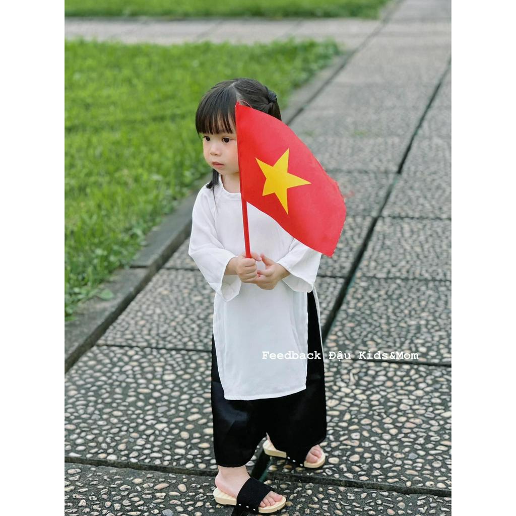 Áo Dài Trắng Chất Lụa Cho Bé Gái - Đậu Kids&Mom
