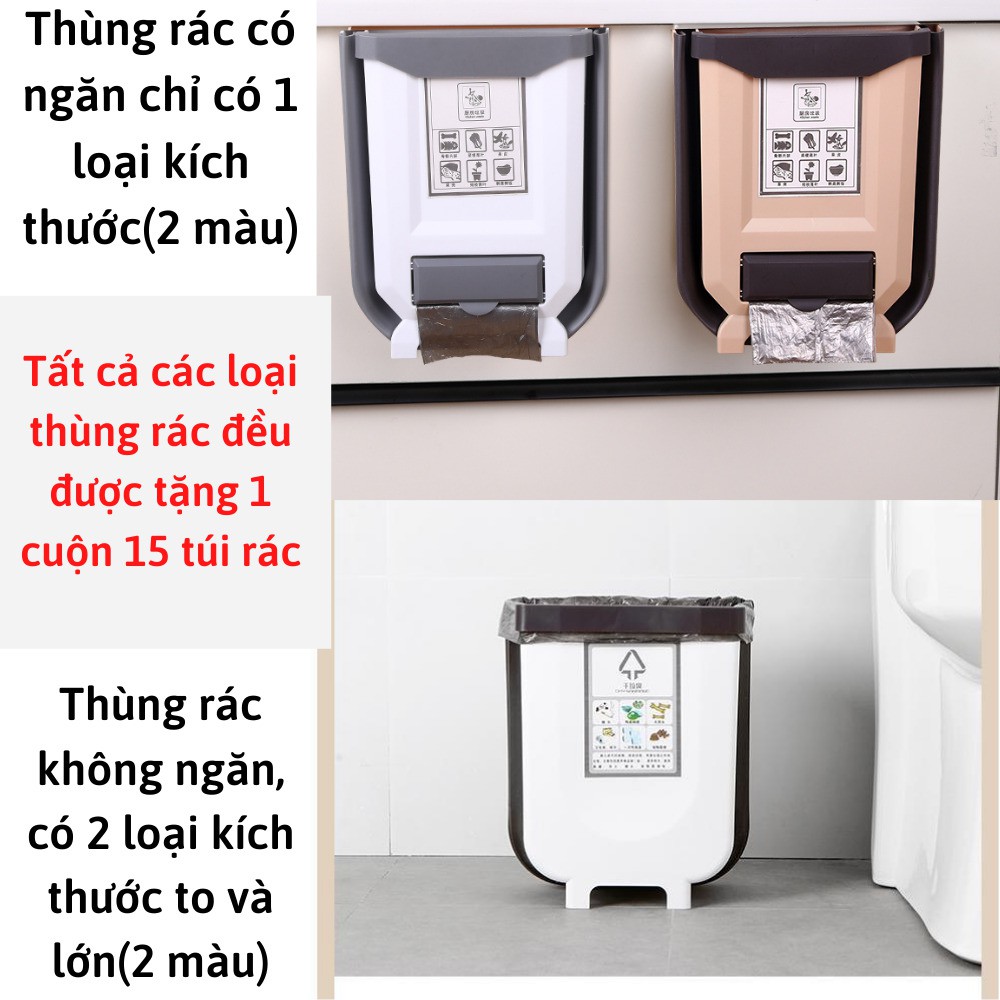 Thùng rác thông minh gấp gọn làm bằng nhựa cứng, dùng để treo tủ bếp, sau ghế ô tô.