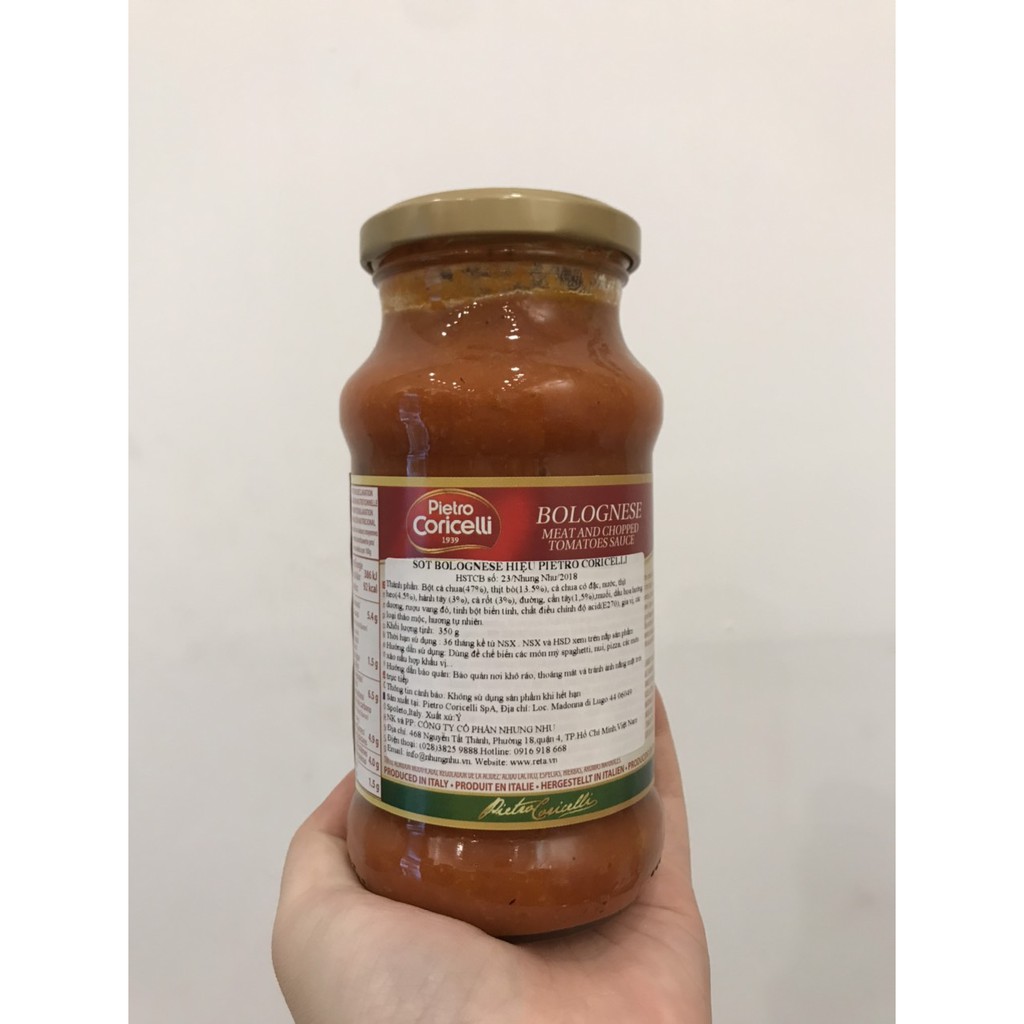 Sốt Bolognese Pietro Coricelli (sốt mì Ý bò bằm), Ý, lọ 350g