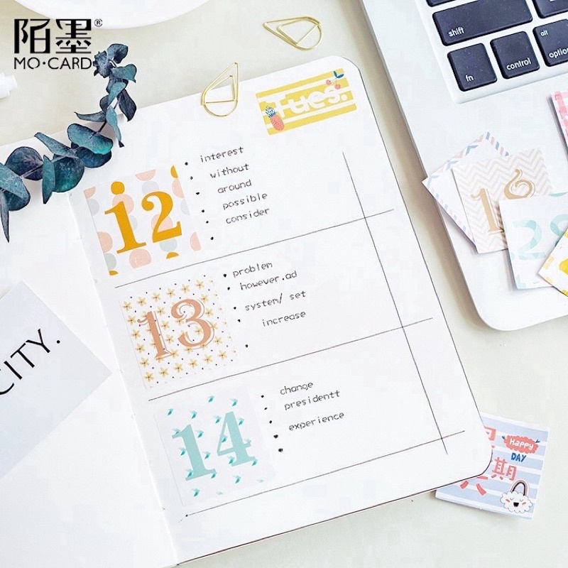 Set 45 Sticker/Nhãn Dán Số Lưu Bút Thủ Công