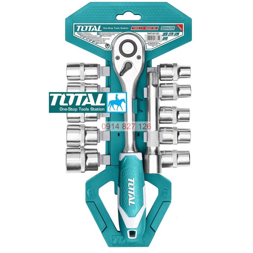 Bộ cần siết 2 chiều kèm 12 socket TOTAL THT14114126 1/4inch thép CrV chất lượng cao 50BV30, Bh 6 tháng