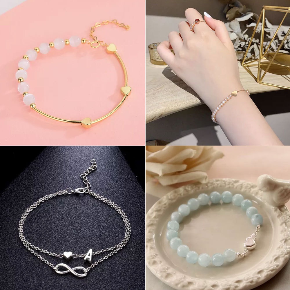 Set 5 hạt cườm hình trái tim 8mm bằng kim loại dùng làm trang sức DIY