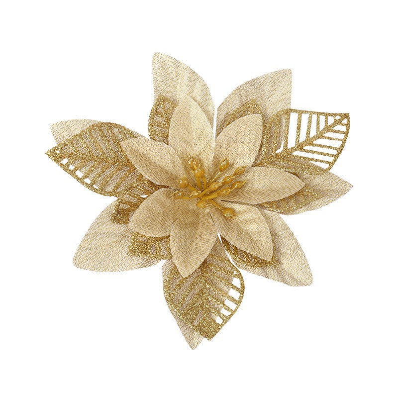 Set 5 Bông Hoa Giả 15cm Trang Trí Giáng Sinh