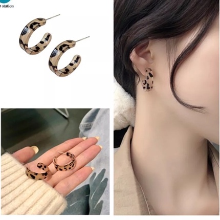 Bông tai nhựa da báo cá tính, phụ kiện trang sức Filibra - TS012