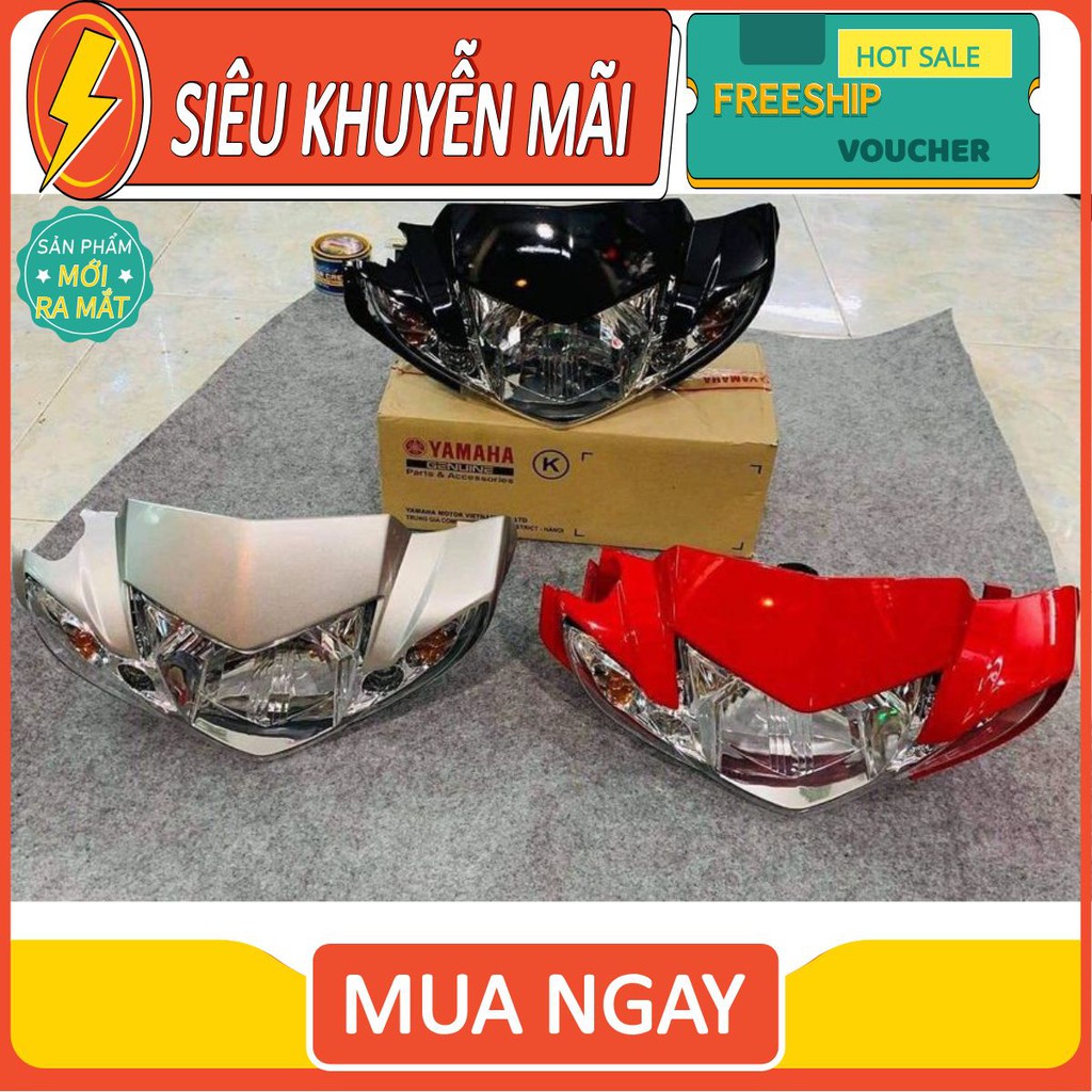 Đầu đèn Si helo - đầu sirius nhỏ kèm chóa đèn chính hãng Yamaha đỏ bạc đen dành cho sirius 50cc và sirius 110cc