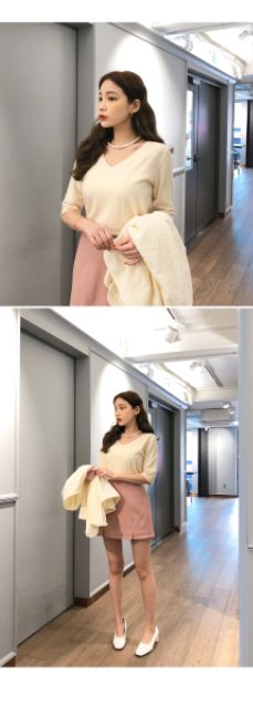 M20-Chân váy chữ A hồng phấn xẻ 2 vạt trước | BigBuy360 - bigbuy360.vn