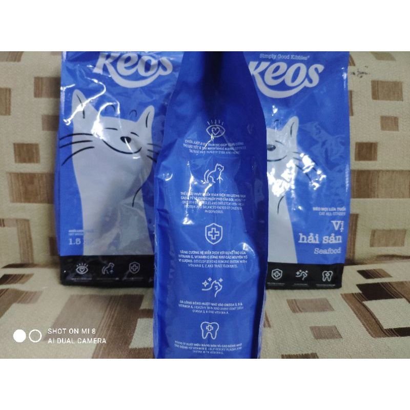 Thức ăn hạt cao cấp cho mèo KEOS vị hải sản 1.5kg