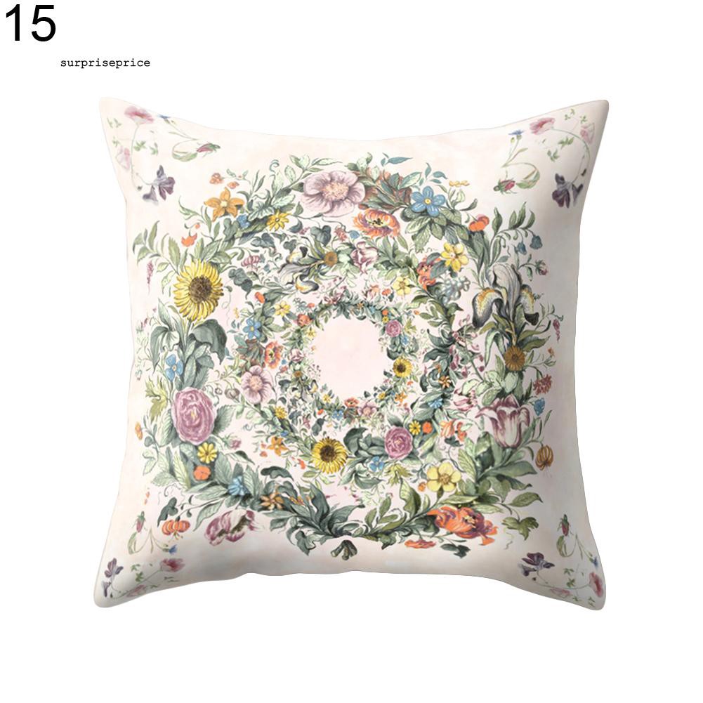 Vỏ gối sofa hình vuông in họa tiết hoa đẹp mắt