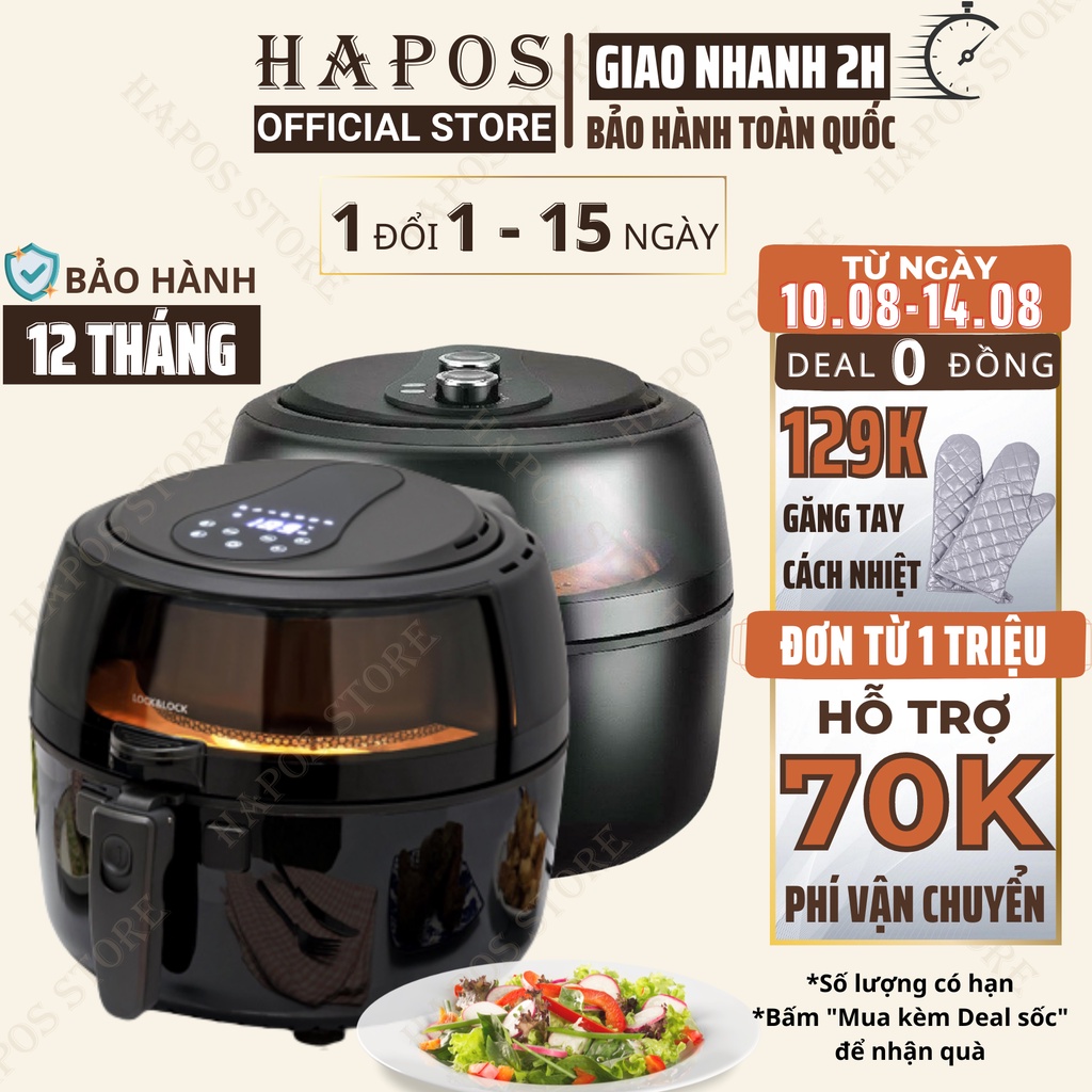 Nồi chiên không dầu Inverter Lock&Lock 6.5L EJF586BLK / EJF286BLK cho gia đình 3-6 người - HAPOS