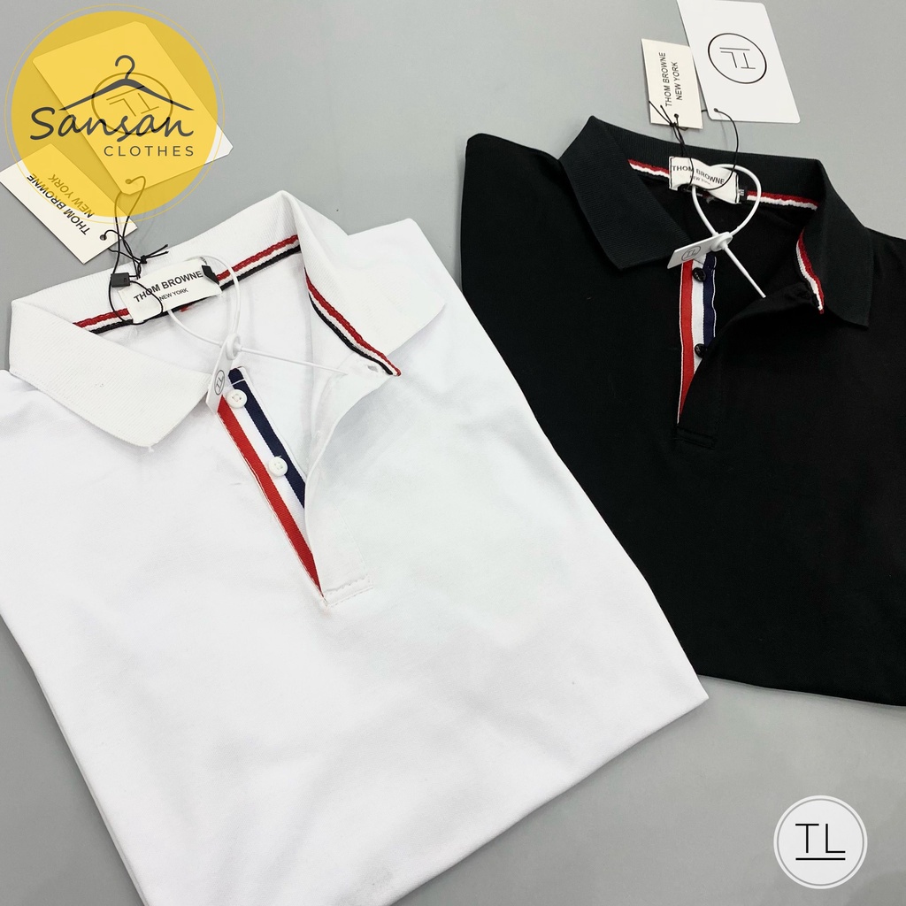Áo polo nam thom-browne ngắn tay cotton thoáng mát