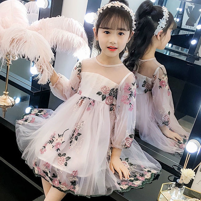 Đầm Công Chúa Phối Lưới Phong Cách Phương Tây Thời Trang Mùa Hè Mới Cho Bé Gái 2021