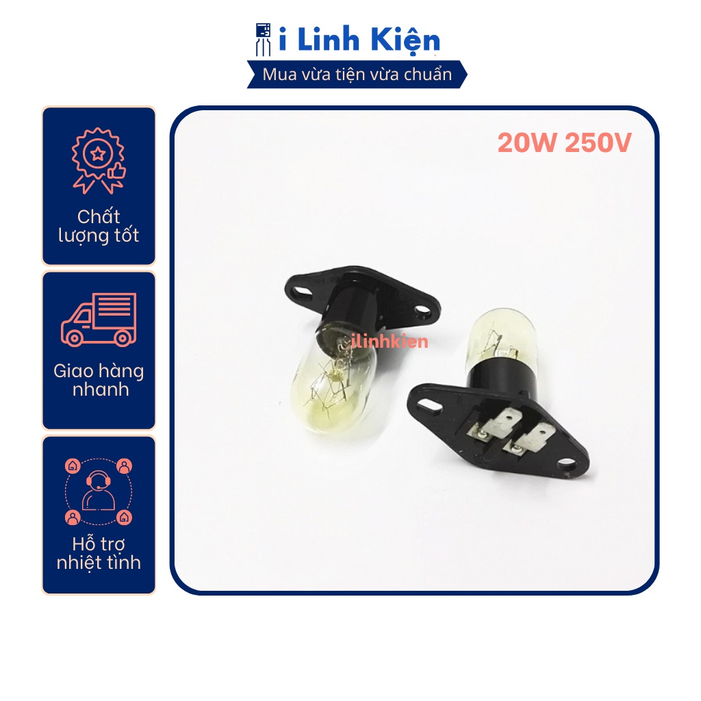 Bóng đèn lò vi sóng 20W 250V có đui đảm bảo chất lượng.