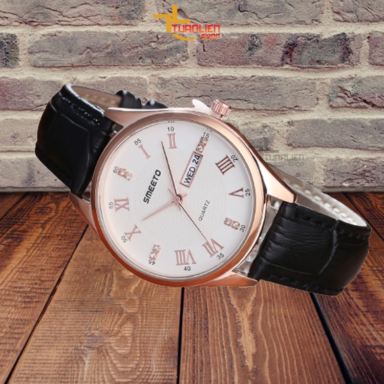 Đồng Hồ Nam Chính Hãng SMEETO, Dây Da, Có Lịch, Chống Nước Tốt, Tặng Hộp Đồng Hồ Và Pin Dự Phòng