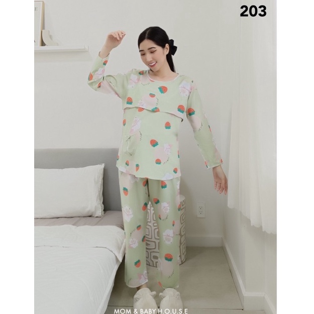 ( Big size)Bộ đồ mặc bầu và sau sinh lanh lụa lật ngực cho con bú tiện lợi