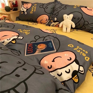 Bộ chăn ga gối, chăn mền cottong poly bò sữa(miễn phí bo chun)